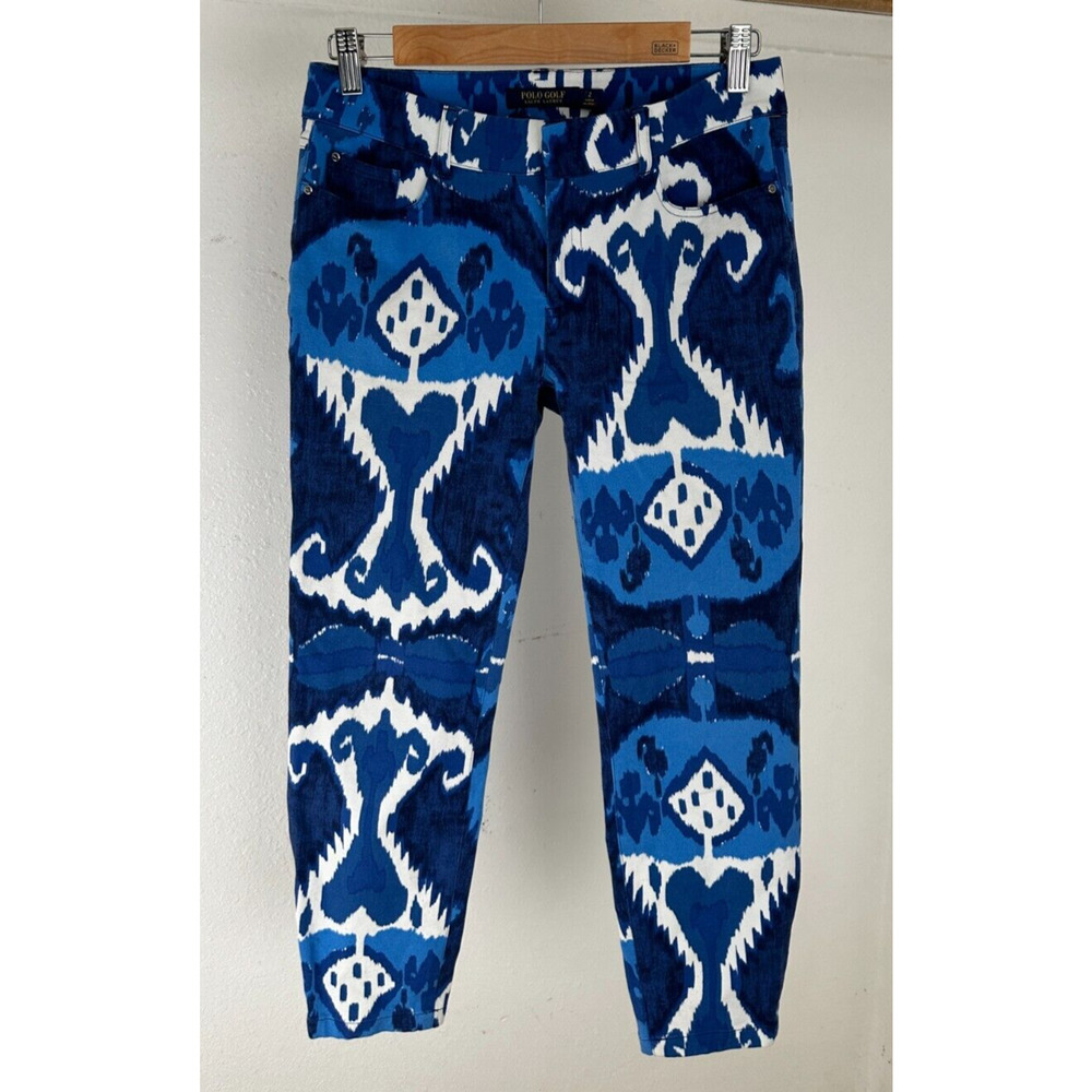 Polo Golf Ralph Lauren Women's Cropped Ankle Length Pants Size 2 US Blue Pattern